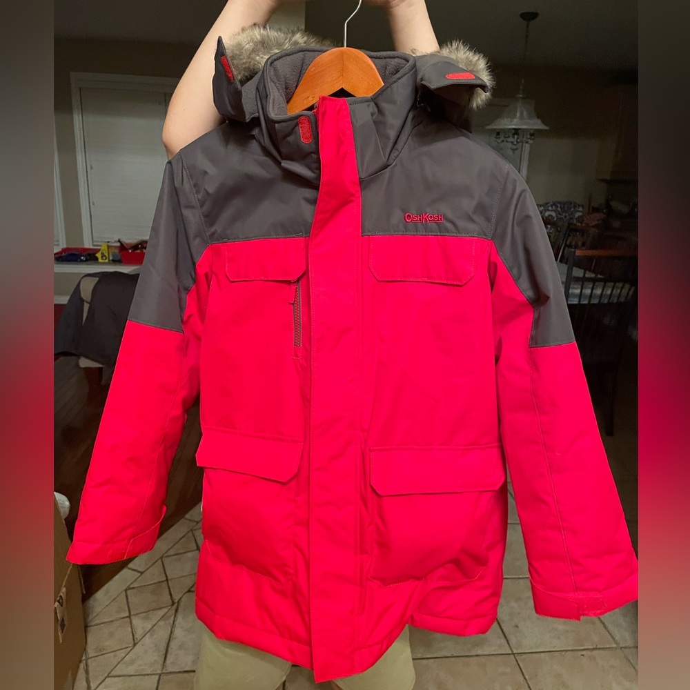 OSH KOSH BOYS RED/GREY SNOWSUIT SET